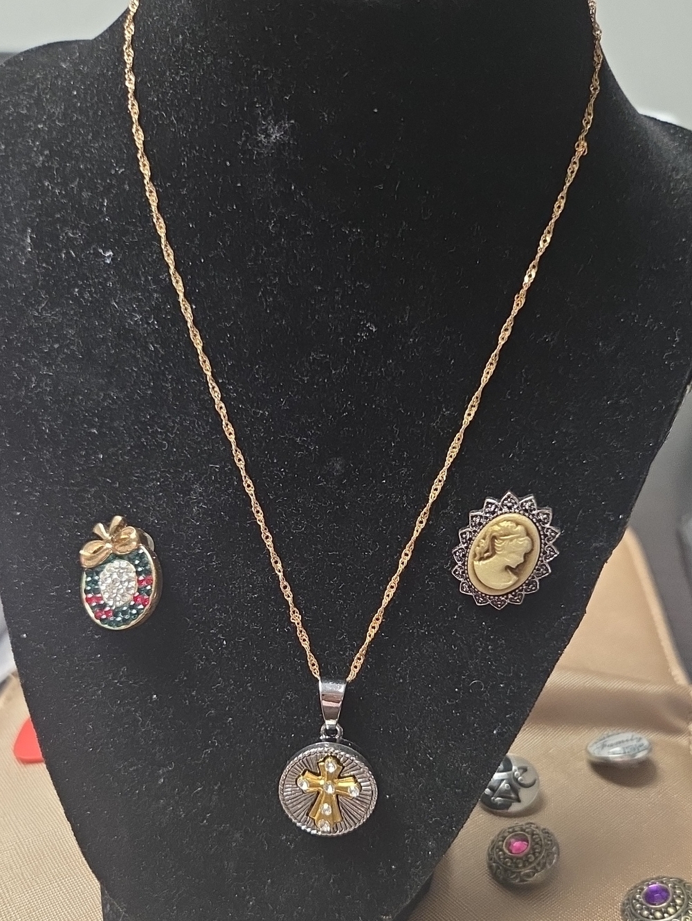 Snap Two-Tone Gold and Silver Cross Pendant 5.00 For Extra Snaps